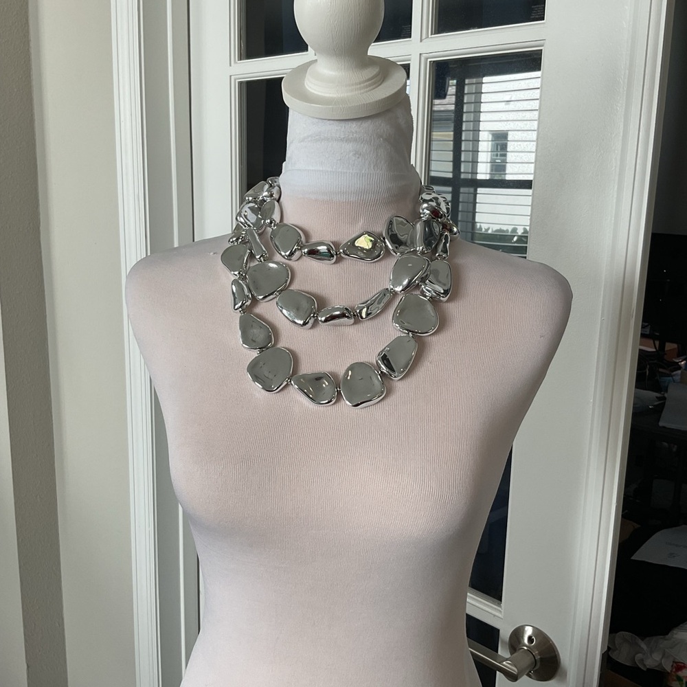 Chico's Polished Silver-Tone Pebble Necklace Trio - Picture 5 of 5